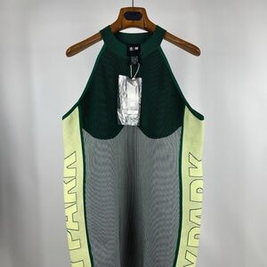 IVY PARK x Adidas Knit Green and Gray Sleeveless Logo Dress